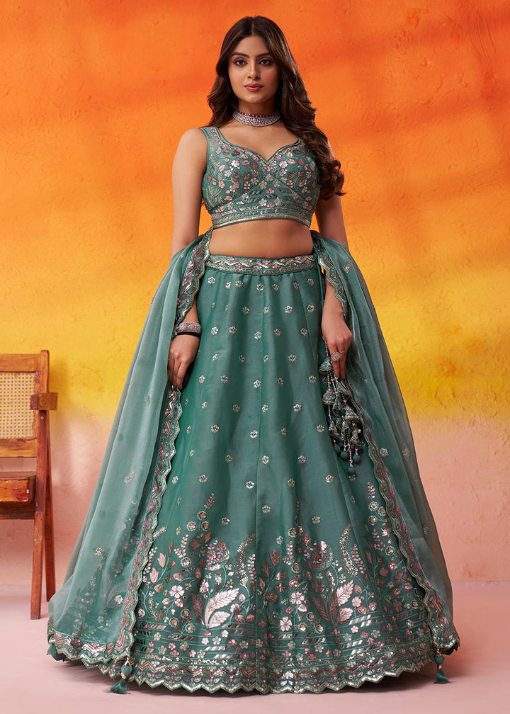 Castleton Green Organza Lehenga Choli with Thread and Sequin Detailing