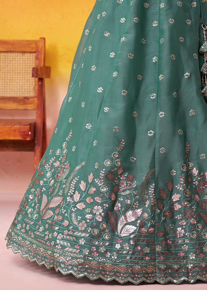 Castleton Green Organza Lehenga Choli with Thread and Sequin Detailing