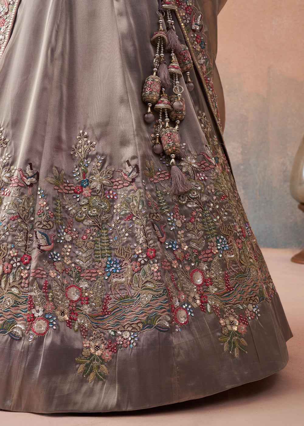 Heather Purple Tissue Lehenga with Sequin Zarkan Embroidery