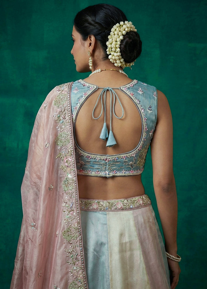 Gajri Multicolor Tissue Silk Lehenga Choli with Heritage Embroidery