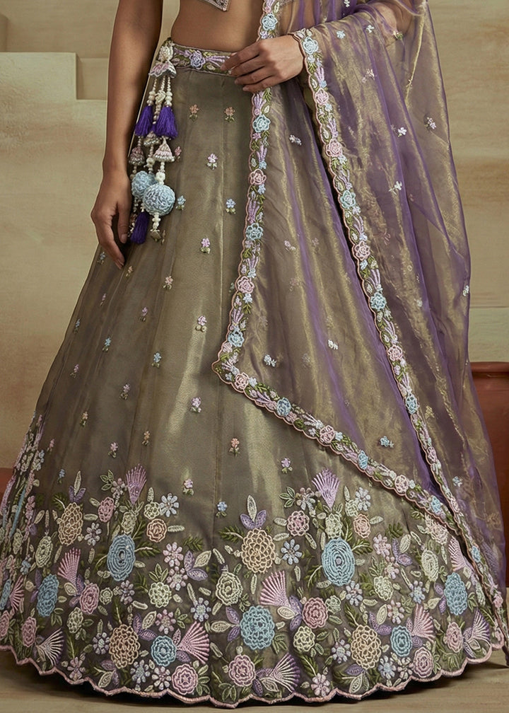 Purple Silk Blend Lehenga Choli with Corset Blouse