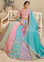 Multi Colored Georgette Lehenga Choli with Floral Embroidery & Sequins work