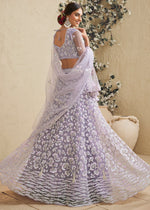 Lilac Purple Net Lehenga Choli with Floral Embroidery & Sequins work