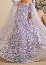 Lilac Purple Net Lehenga Choli with Floral Embroidery & Sequins work