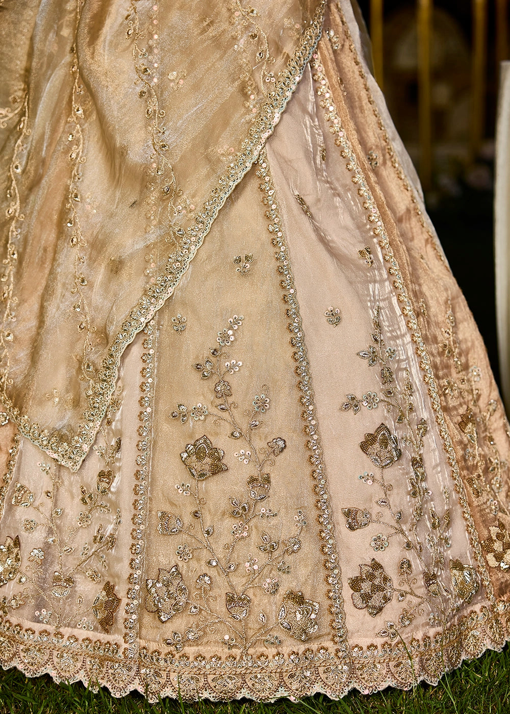 Shades Of Brown Ready-to-Wear Lehenga in Satin Silk with Embroidery