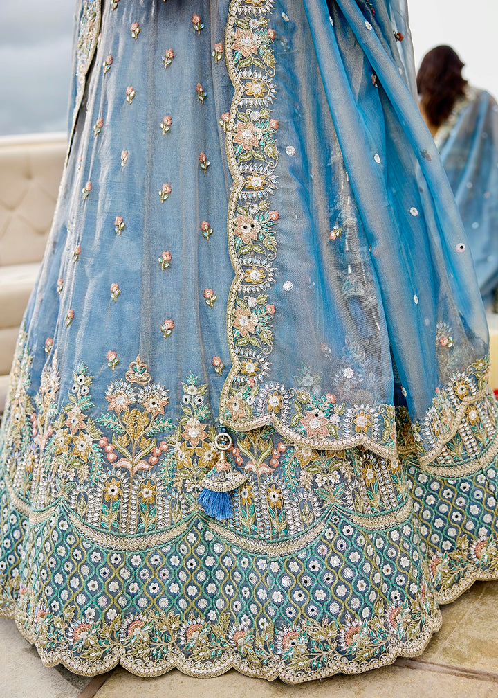 Shades Of Blue Ready-to-Wear Lehenga in Satin Silk with Embroidery