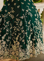 Sacramento Green Lehenga Choli in Organza with Floral & Sequin Embroidery