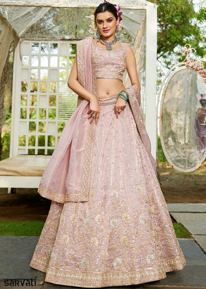 Little Princess Purple Lehenga Choli in Tissue with Floral & Sequin Embroidery