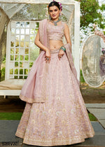 Little Princess Purple Lehenga Choli in Tissue with Floral & Sequin Embroidery