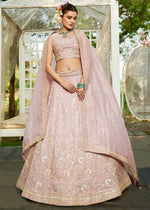 Little Princess Purple Lehenga Choli in Tissue with Floral & Sequin Embroidery