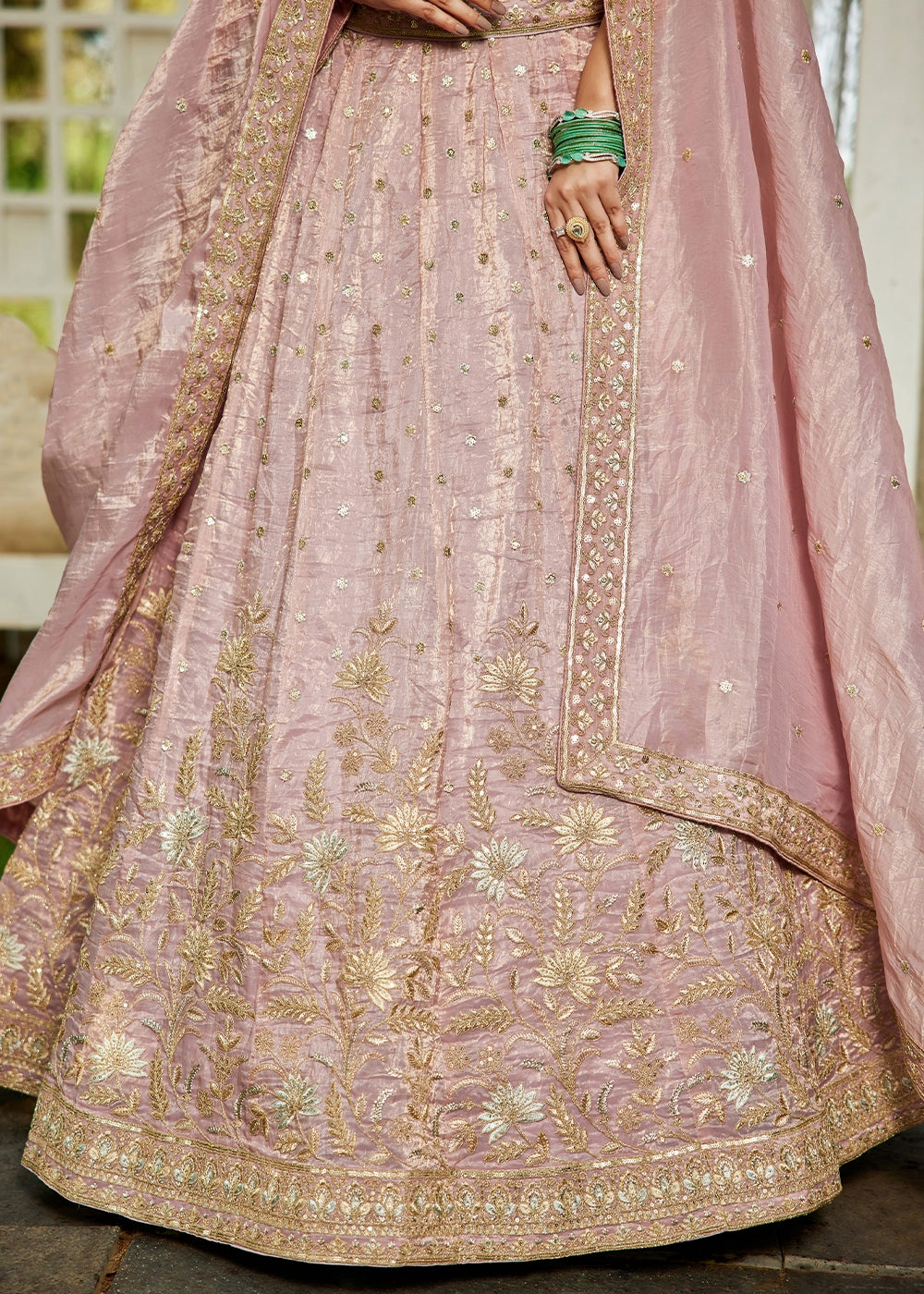 Little Princess Purple Lehenga Choli in Tissue with Floral & Sequin Embroidery