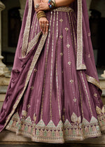 Wildberry Purple Lehenga Choli in Georgette with Floral & Sequin Embroidery