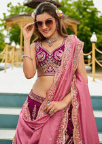 Imperial Purple Lehenga Choli in Georgette with Floral & Sequin Embroidery