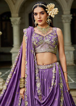 Studio Purple Lehenga Choli in Georgette with Floral & Sequin Embroidery