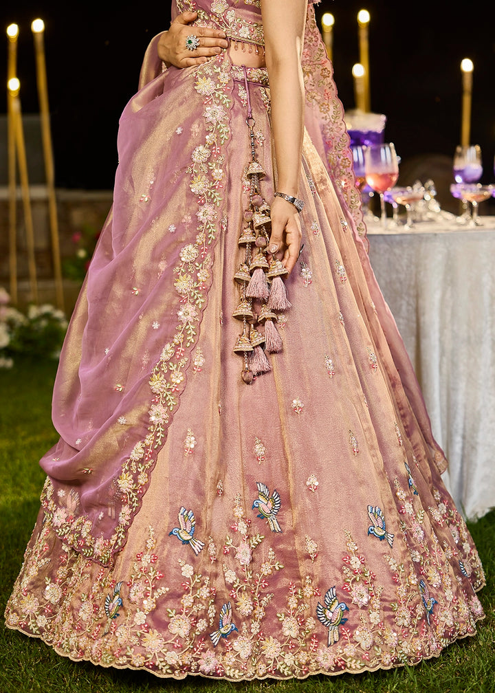 Shades Of Purple Ready-to-Wear Lehenga in Tissue with Embroidery