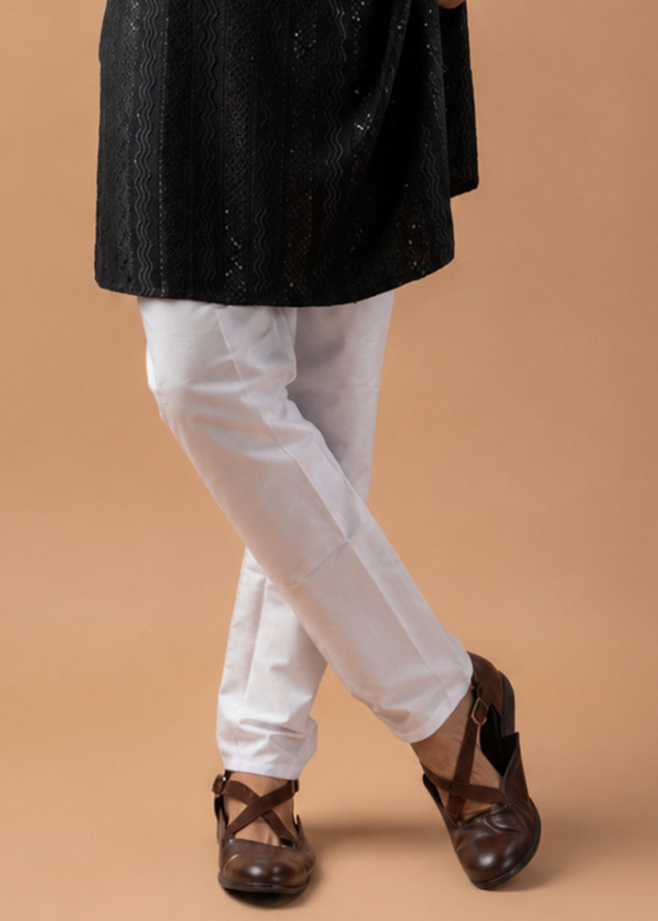 Spider Black Rayon Kurta with Embroidered Sequin Accents
