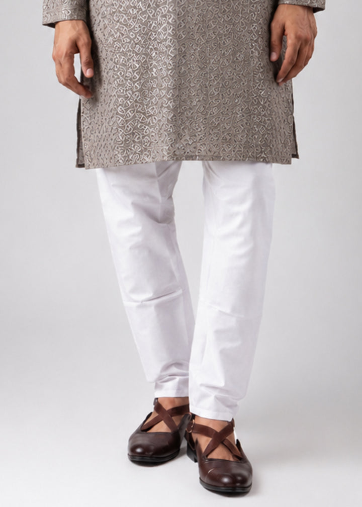 Granite Grey Rayon Kurta with Ornamental Embroidery