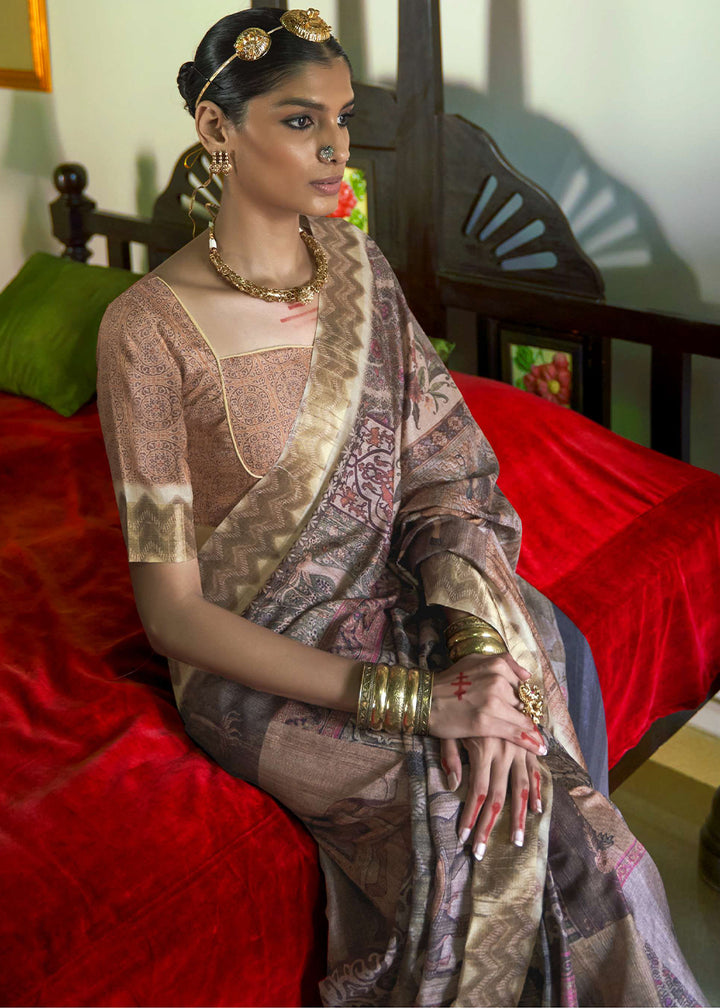 Shades Of Brown Designer Silk Saree