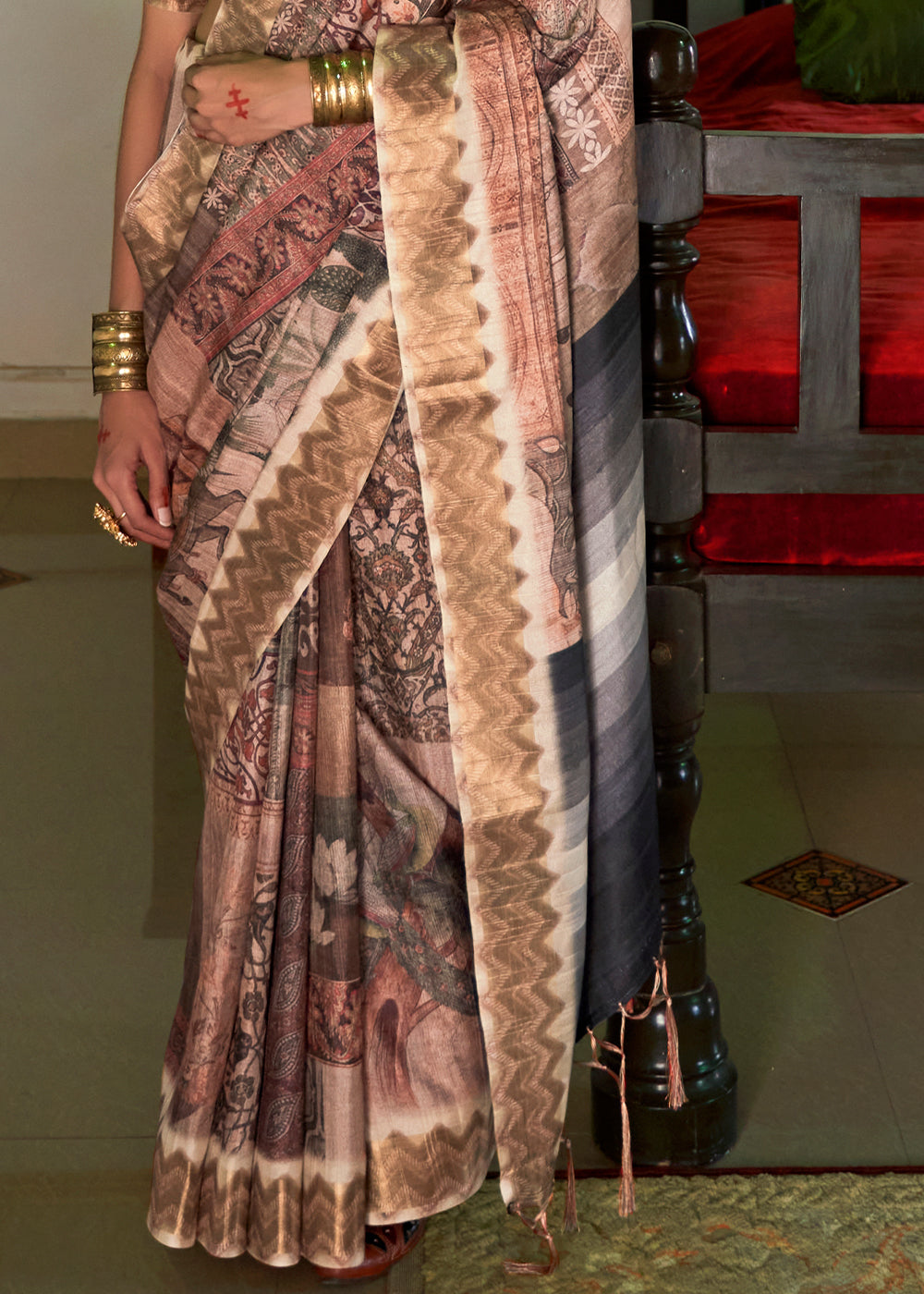 Shades Of Brown Designer Silk Saree