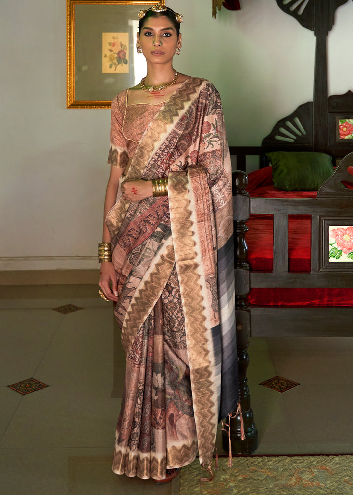 Shades Of Brown Designer Silk Saree