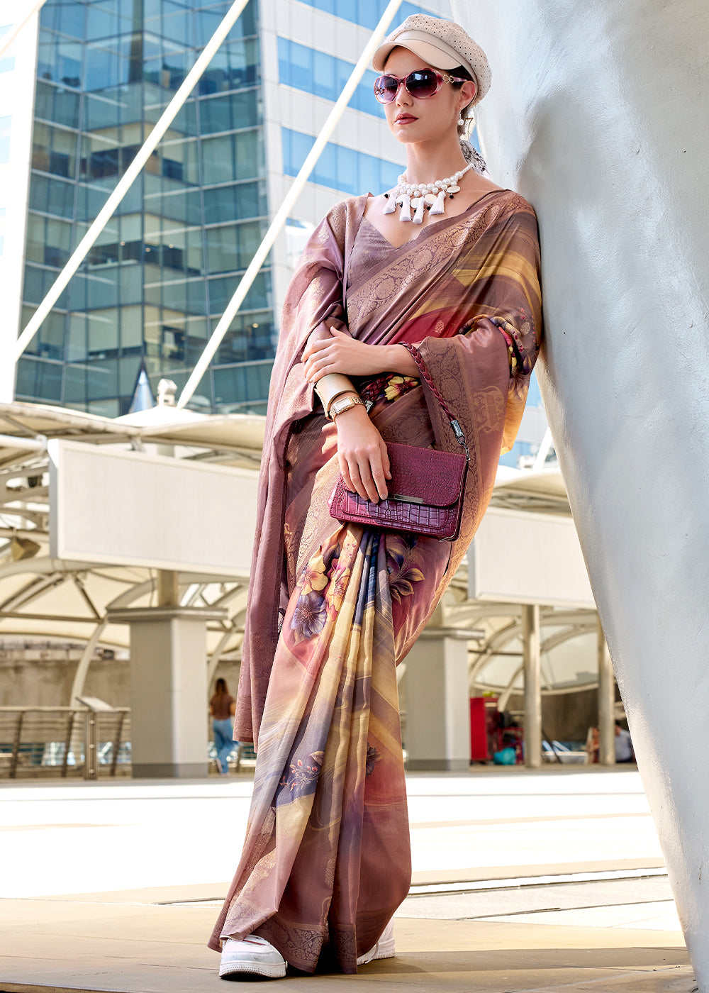 Shades of Purple Pichwai Digital Print Saree in Handloom Modal Silk with Zari Weaving