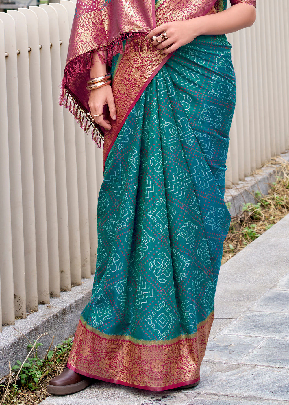 Maximum Blue Festive Soft Silk Saree with Intricate Bandhani Weave