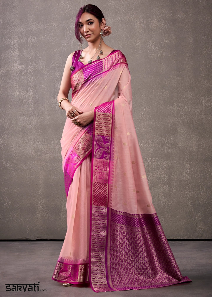 Shades Of Pink Saree in Soft Modal Cotton with Rich Zari Weaving