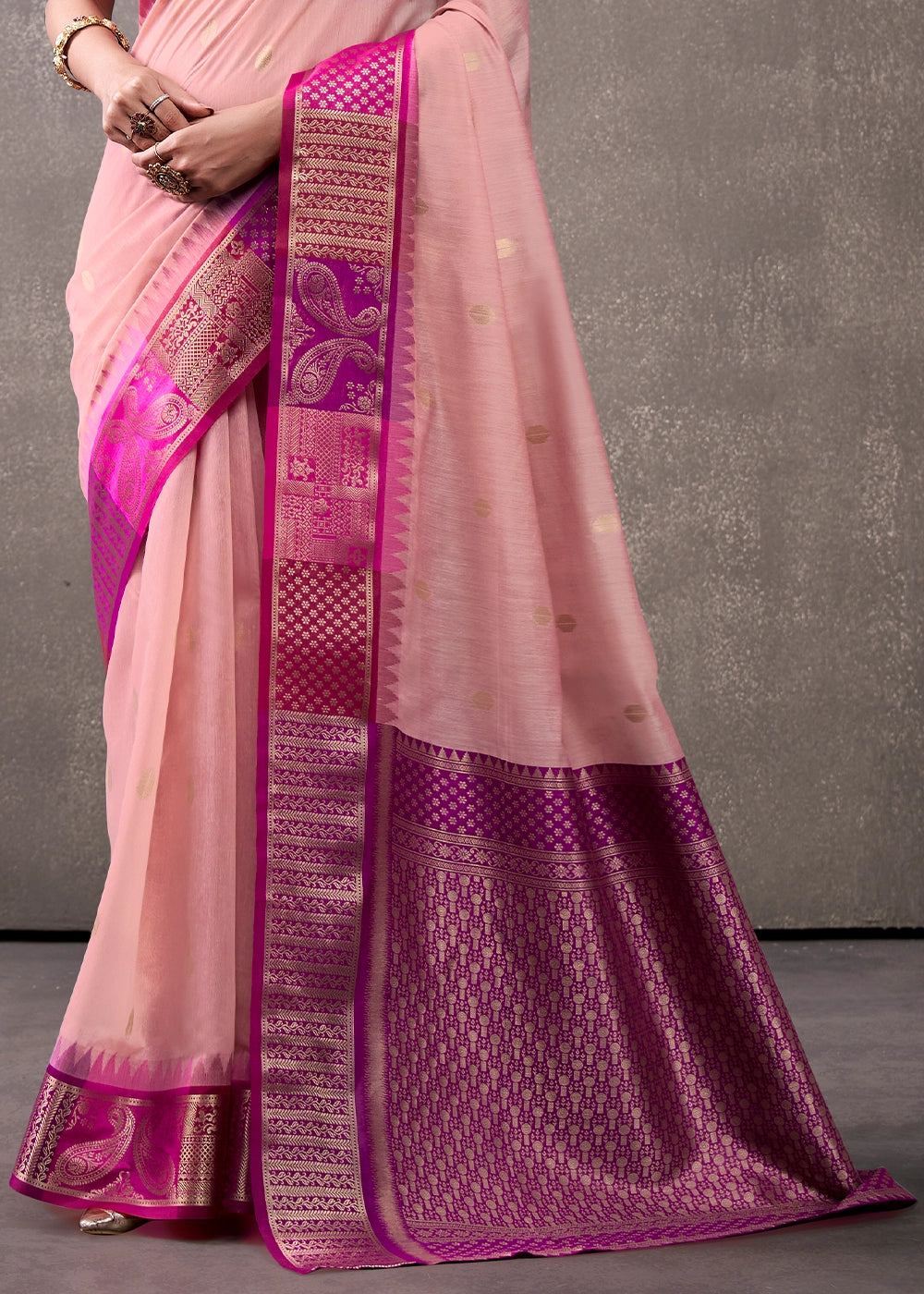 Shades Of Pink Saree in Soft Modal Cotton with Rich Zari Weaving