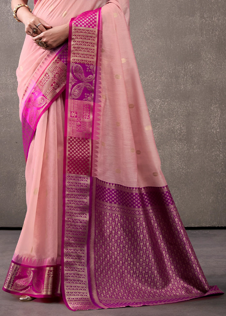 Shades Of Pink Saree in Soft Modal Cotton with Rich Zari Weaving