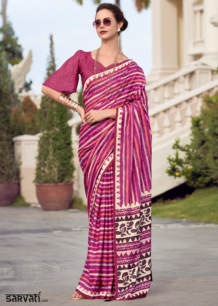 Shades Of Pink Cotton Silk Saree with Contemporary Prints