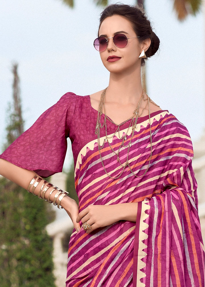 Shades Of Pink Cotton Silk Saree with Contemporary Prints