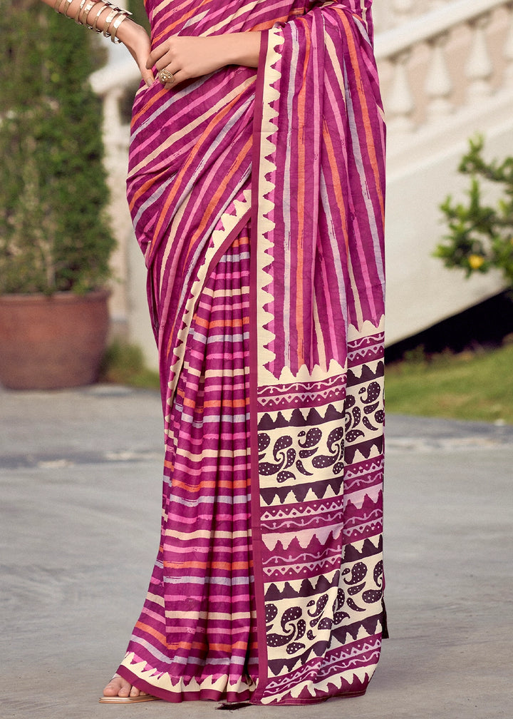 Shades Of Pink Cotton Silk Saree with Contemporary Prints