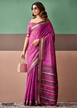 Barbie Pink Cotton Saree Rich Zari Weave & Allover Butti Design