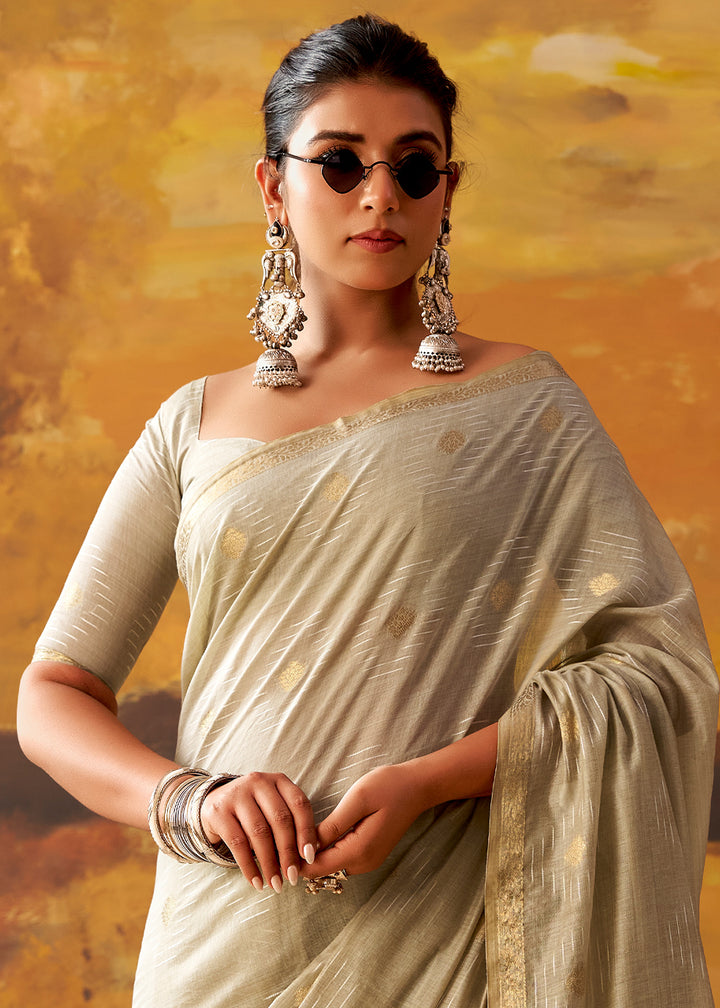 Thunder Grey Modal Cotton Saree with Ornate Allover Butti Motifs