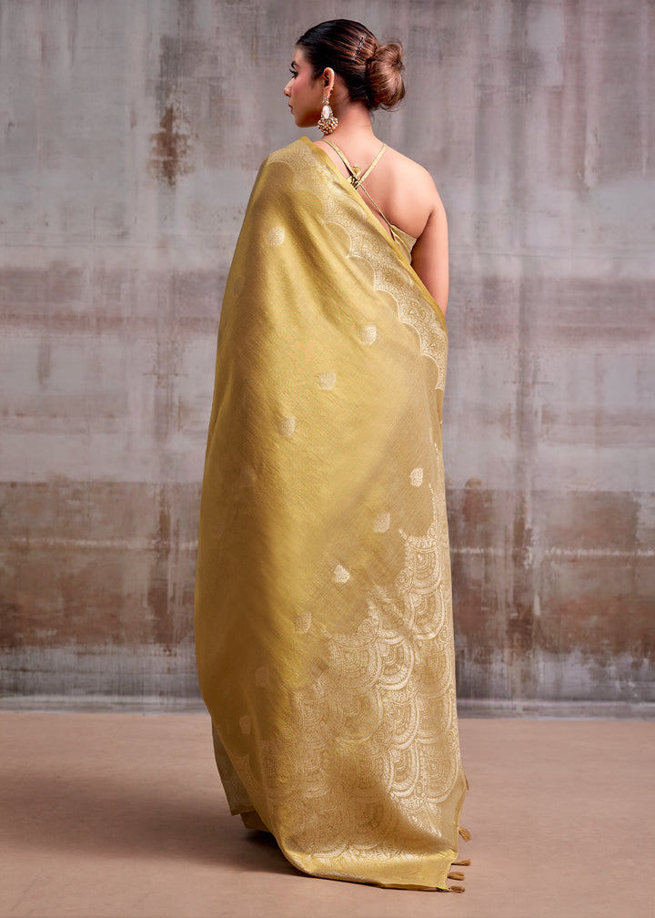 Shades of Brown Tissue Silk Saree with Intricate Zari Artistry