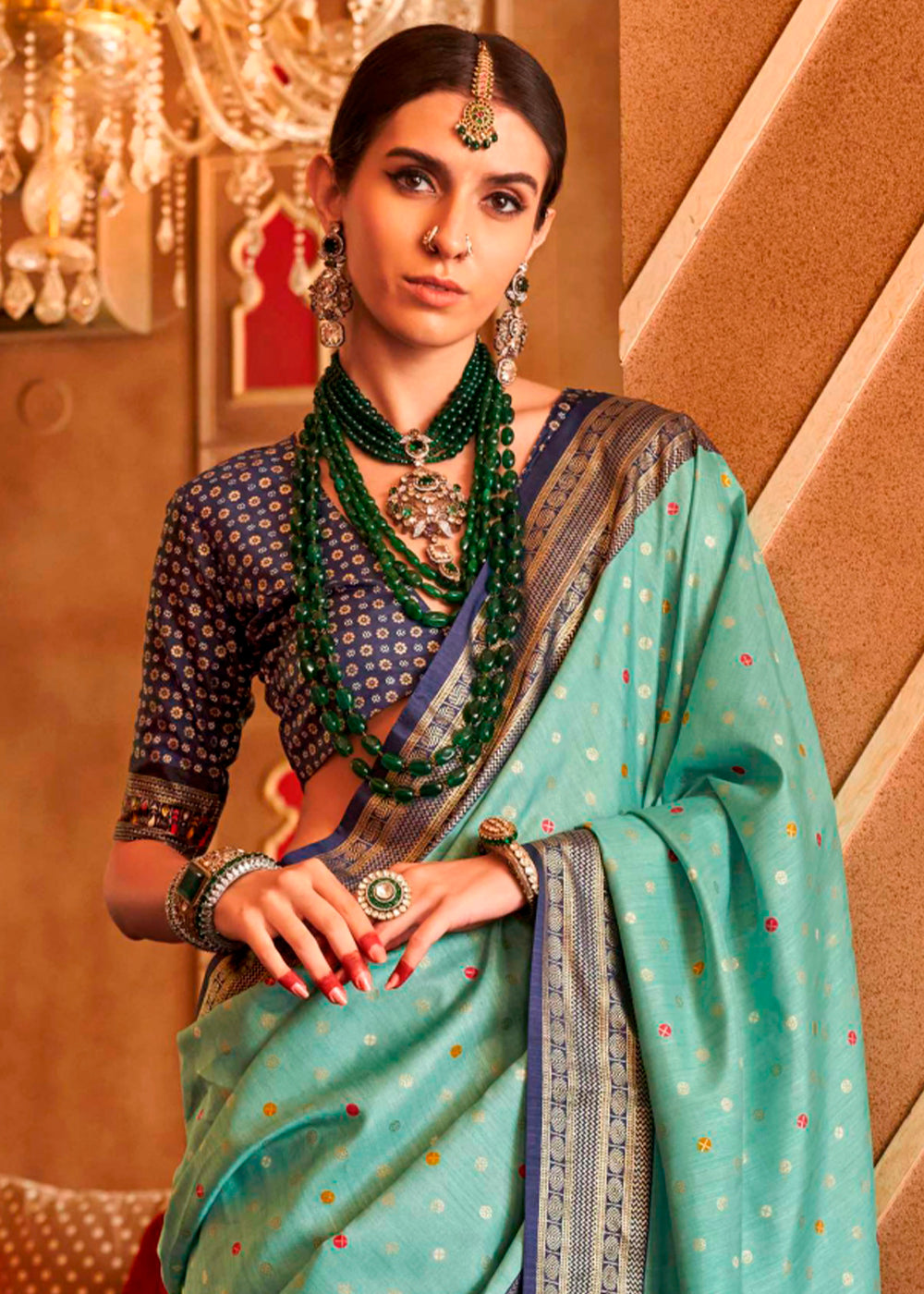 Mint Green Silk Saree Featuring Patola Pattern and Aqua-Finish Sambalpuri Pallu