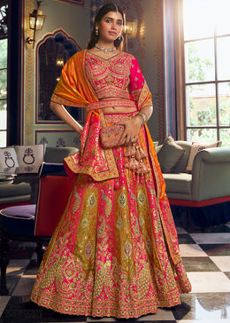 Tones of Yellow Banarasi Silk Lehenga with Swarovski, Sequin & Zari Handwork