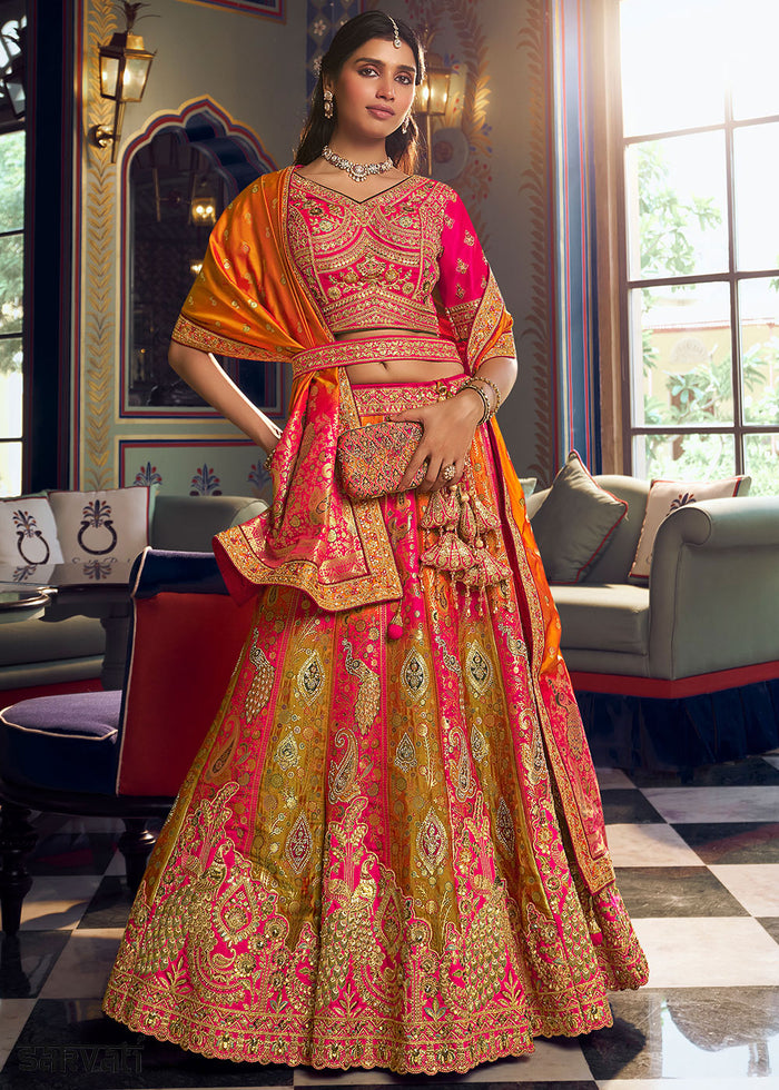 Tones of Yellow Banarasi Silk Lehenga with Swarovski, Sequin & Zari Handwork