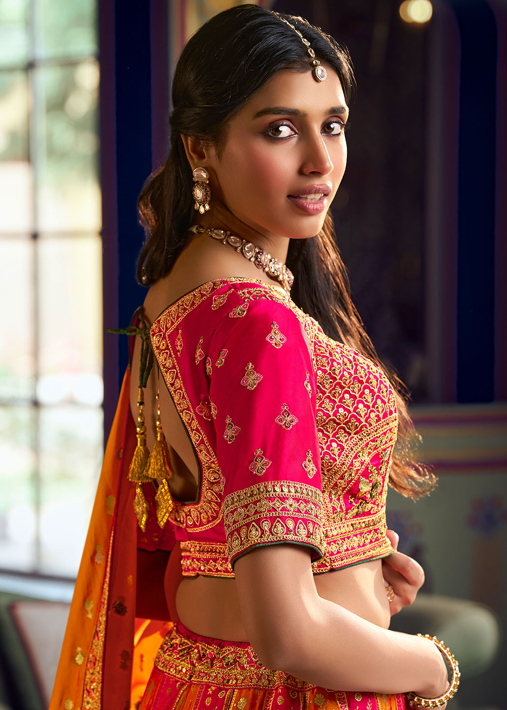 Tones of Yellow Banarasi Silk Lehenga with Swarovski, Sequin &amp; Zari Handwork