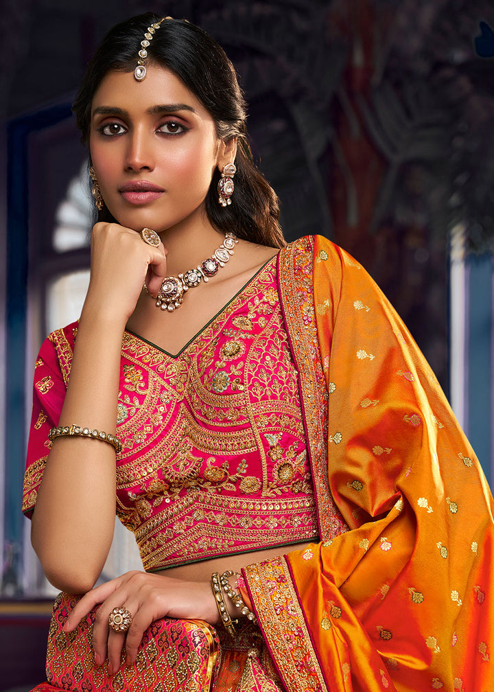 Tones of Yellow Banarasi Silk Lehenga with Swarovski, Sequin &amp; Zari Handwork