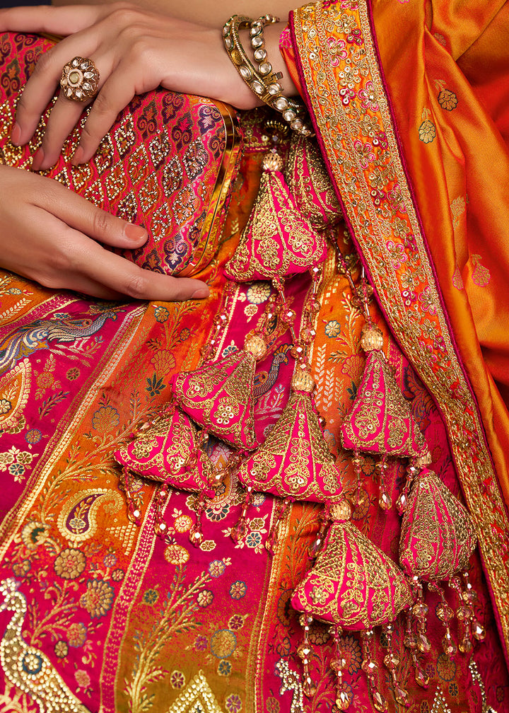 Tones of Yellow Banarasi Silk Lehenga with Swarovski, Sequin &amp; Zari Handwork