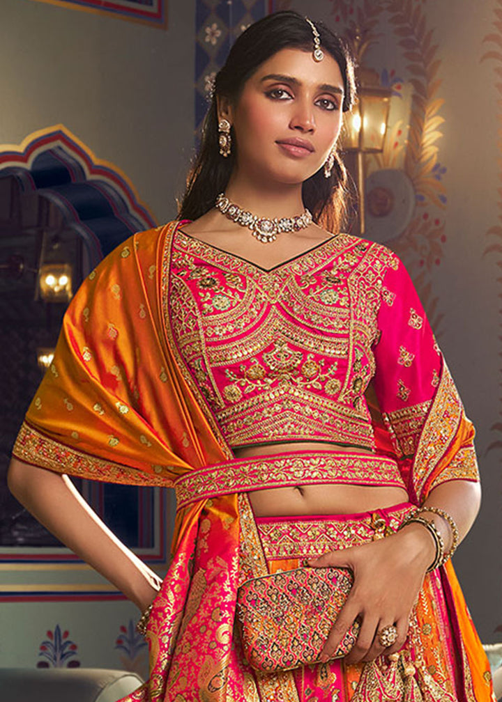Tones of Yellow Banarasi Silk Lehenga with Swarovski, Sequin &amp; Zari Handwork