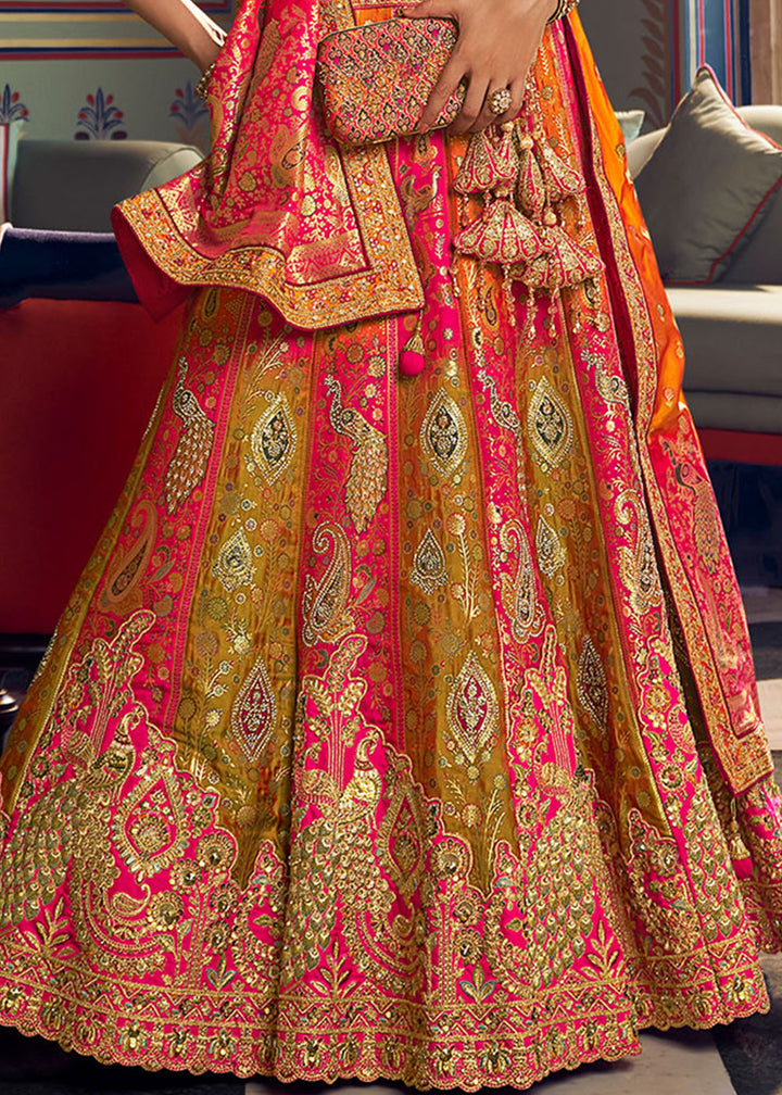 Tones of Yellow Banarasi Silk Lehenga with Swarovski, Sequin &amp; Zari Handwork
