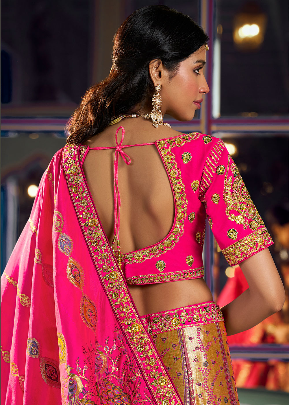 Golden Yellow Banarasi Silk Lehenga with Swarovski, Sequin &amp; Zari Handwork