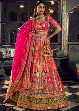 Rani Pink Banarasi Silk Lehenga with Swarovski, Sequin & Zari Handwork