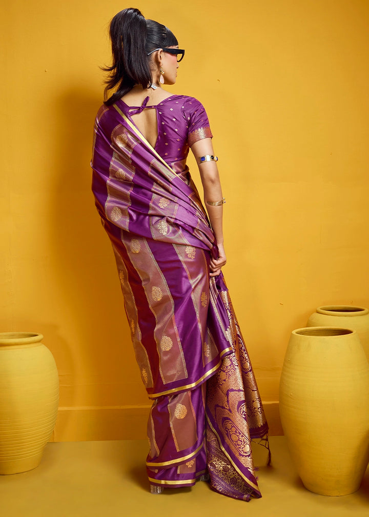 Lollipop Purple Artisan Handloom Satin Silk Saree