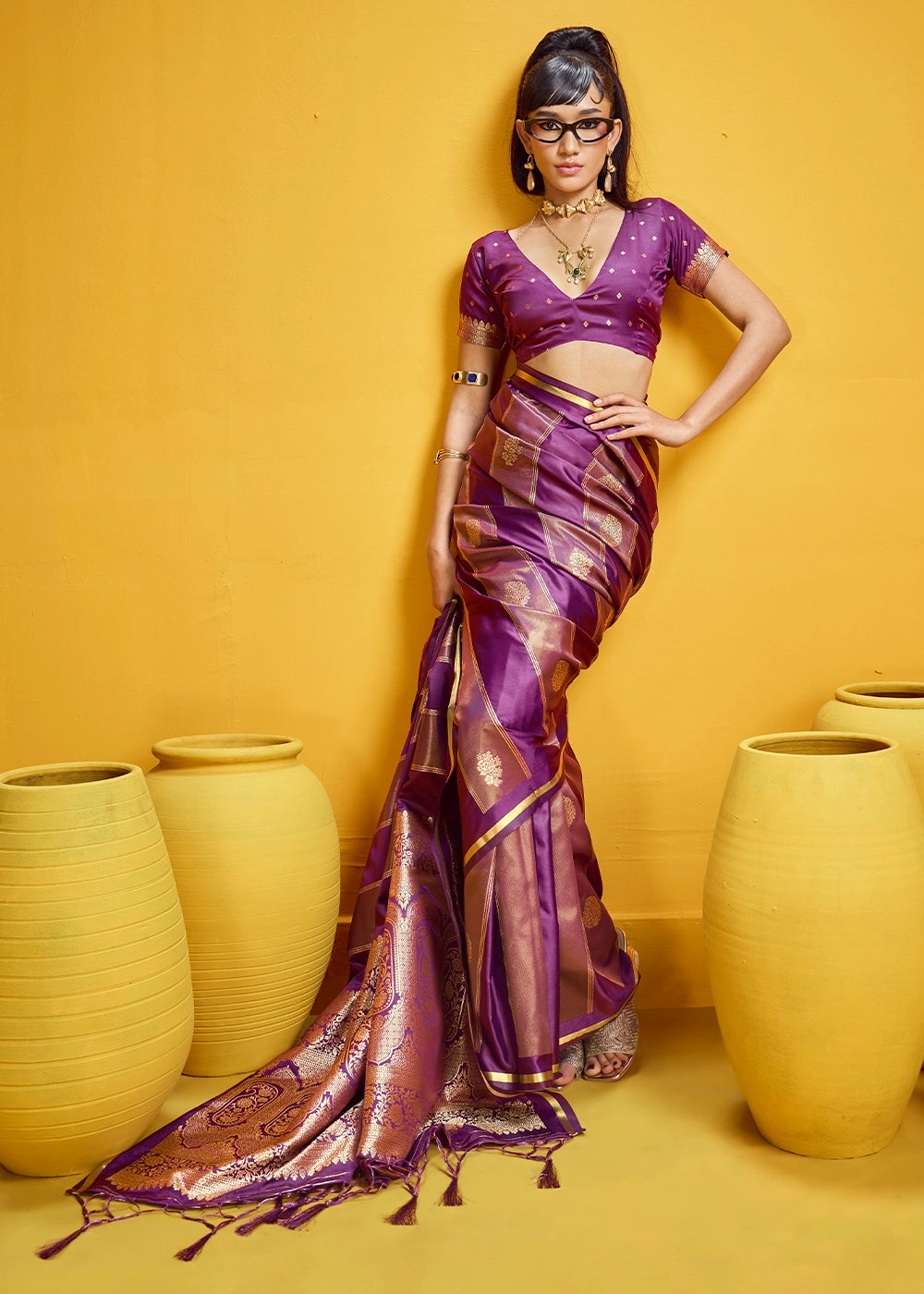 Lollipop Purple Artisan Handloom Satin Silk Saree