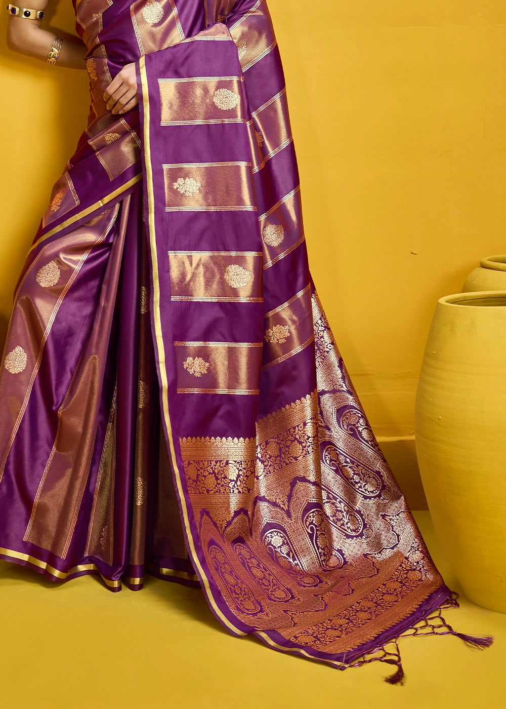 Lollipop Purple Artisan Handloom Satin Silk Saree