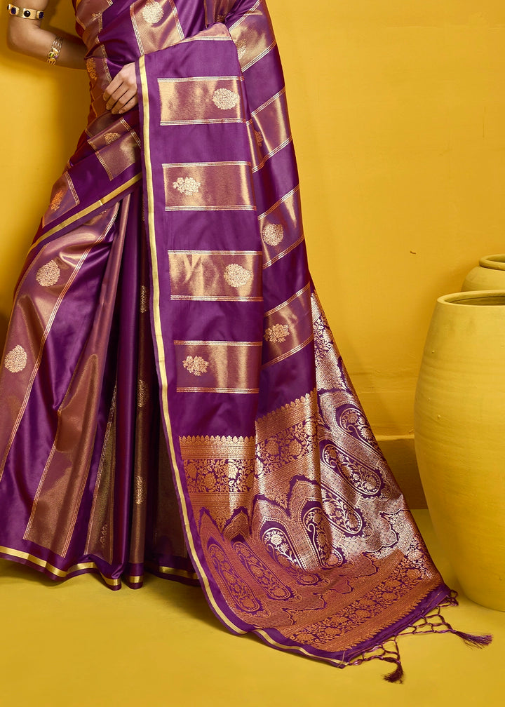 Lollipop Purple Artisan Handloom Satin Silk Saree