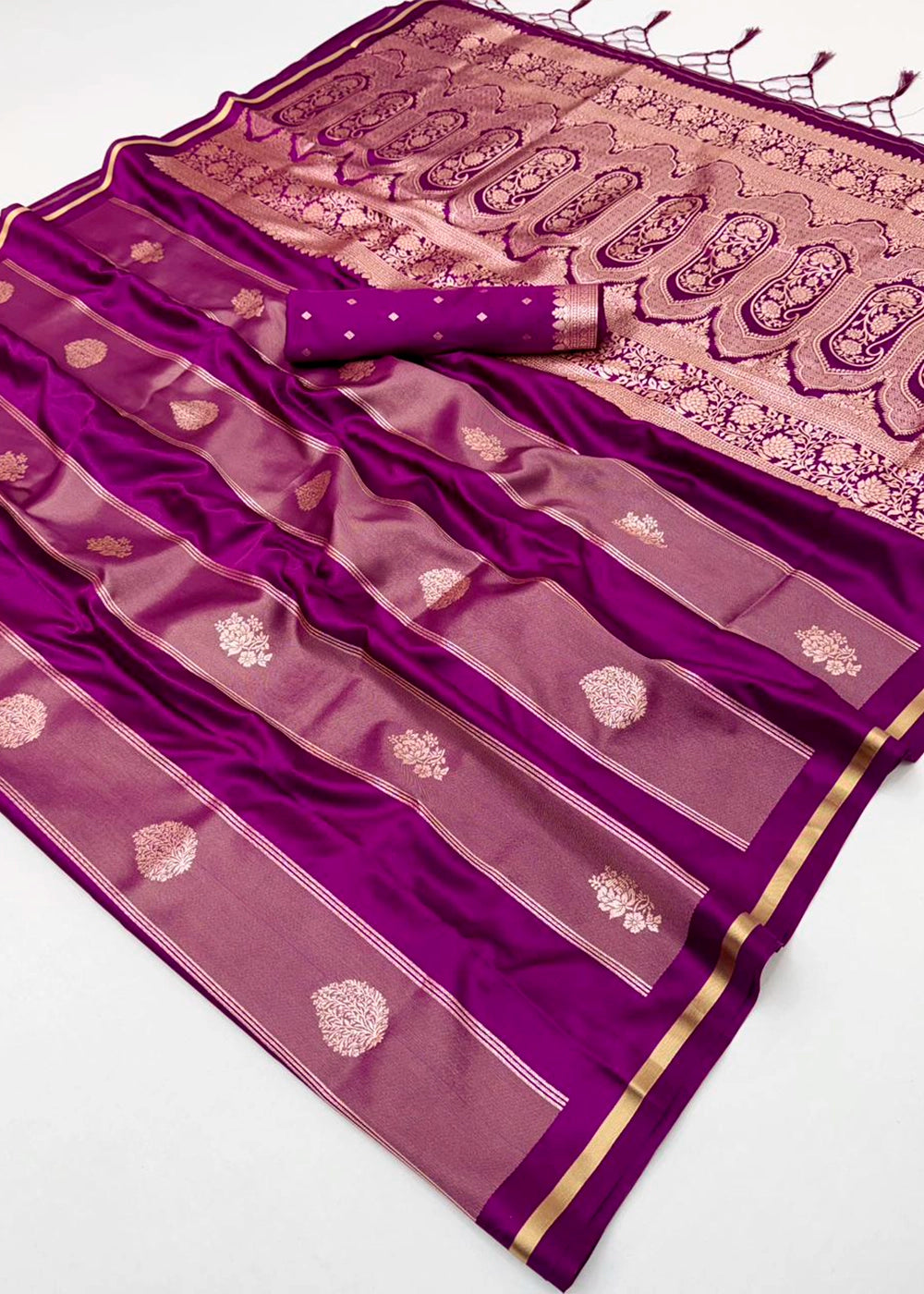 Lollipop Purple Artisan Handloom Satin Silk Saree